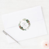 Botanical Holiday Greenery Red Berries Wedding ラウンドシール (封筒)