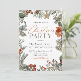 Botanical Holiday Watercolor Christmas Party 招待状