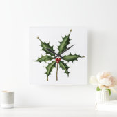 BOTANICAL HOLLY スクエア壁時計 (ホーム)