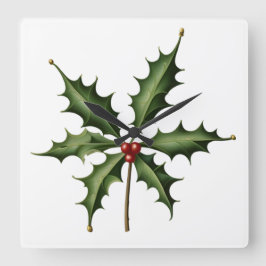 BOTANICAL HOLLY スクエア壁時計