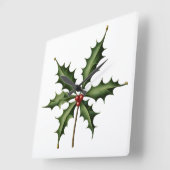 BOTANICAL HOLLY スクエア壁時計 (傾斜)