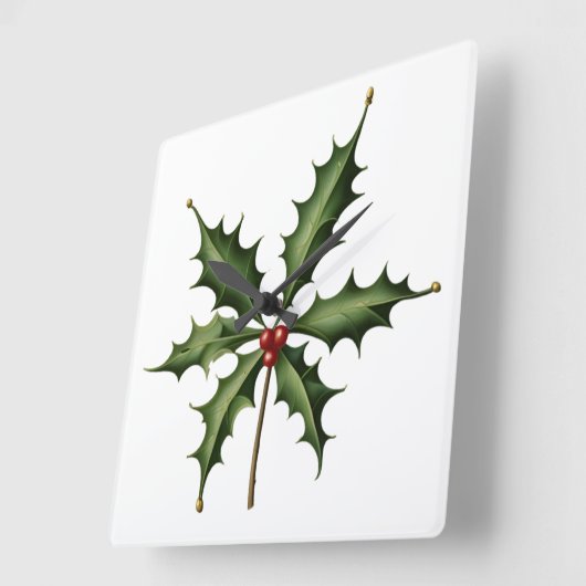 BOTANICAL HOLLY スクエア壁時計 (傾斜)