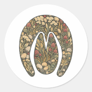 Botanical Horse Hoof Mountain Meadow Nature Sticke ラウンドシール
