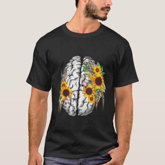 Botanical human brain mental health artistic anato tシャツ (正面)