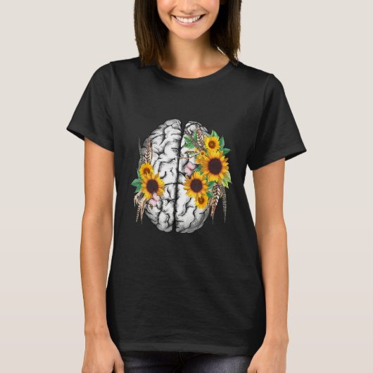 Botanical human brain mental health artistic anato tシャツ (正面)