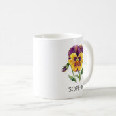 Botanical Illustration Mug - Yellow Pansy コーヒーマグカップ (正面右)