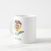 Botanical Illustration Mug - Yellow Pansy コーヒーマグカップ (正面左)