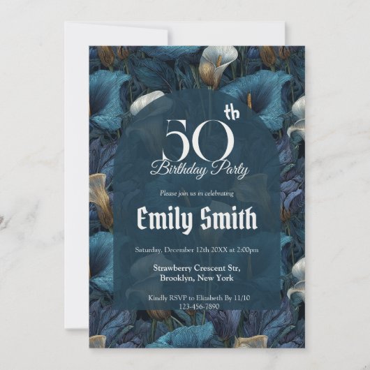 Botanical Inspired Call Lilies Sparkle  招待状 (正面)