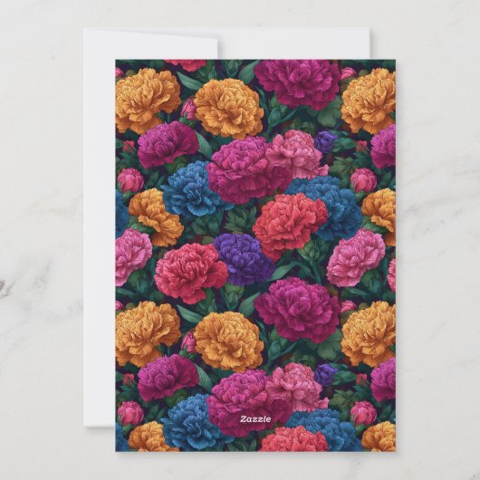 Botanical Inspired Carnation Floral Kids’ Birthday 招待状 (裏面)