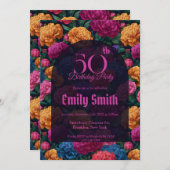 Botanical Inspired Carnation Floral Kids’ Birthday 招待状 (正面/裏面)