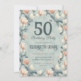 Botanical Inspired Tulip Themed Custom Birthday 招待状
