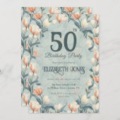 Botanical Inspired Tulip Themed Custom Birthday 招待状 (正面/裏面)
