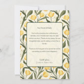 Botanical Inspired Tulip Themed Girl Birthday Part サンキューカード (裏面)