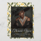 Botanical Inspired Tulip Themed Girl Birthday Part サンキューカード (正面/裏面)