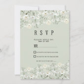 Botanical ivory mint delicate floral RSVP  招待状 (正面)