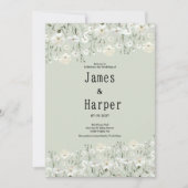 Botanical ivory mint delicate floral Wedding 招待状 (正面)
