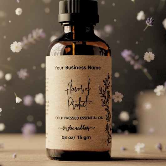 Botanical Kraft Essential Oil Bottle Label ラベル