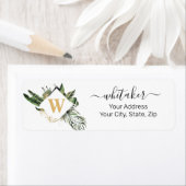Botanical Leaf Monogram、スクリプト名アドレス ラベル (インサイチュ)