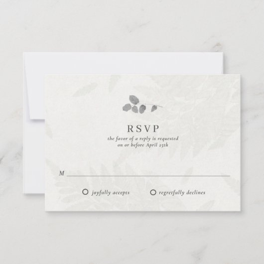 Botanical Leaf Monogram Wedding RSVP Card (正面)