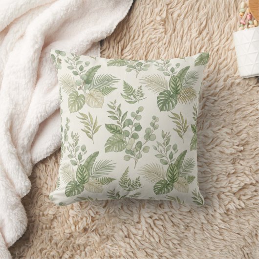 Botanical Leaf Pattern Throw Pillow  クッション (ブランケット)