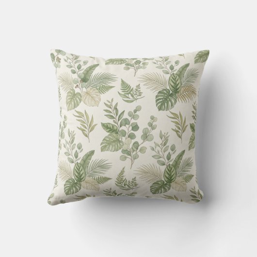 Botanical Leaf Pattern Throw Pillow  クッション (裏面)