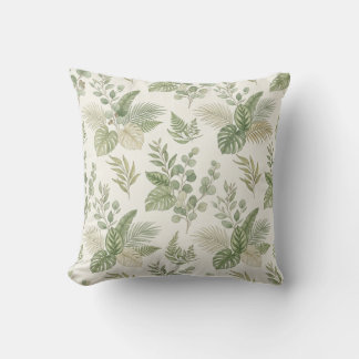 Botanical Leaf Pattern Throw Pillow  クッション