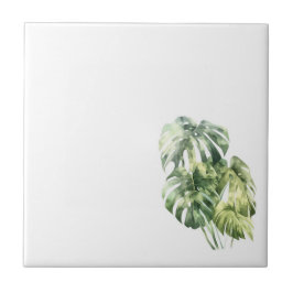 Botanical Leaf Watercolor Art Print-Monstera タイル