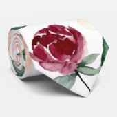 Botanical Leafy Green Plum Blush Burgundy Peach  ネクタイ (ロール)