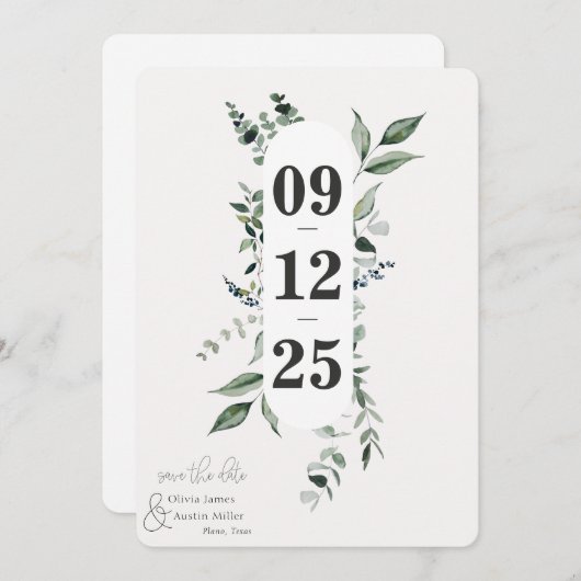 Botanical Leafy Greenery日付を保存 (正面/裏面)
