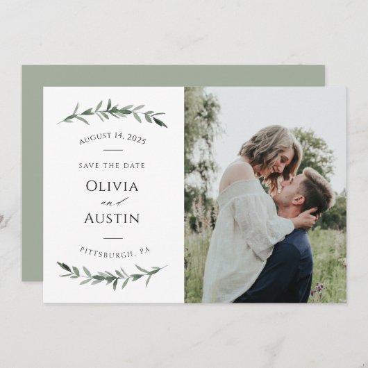 Botanical Leafy Greenery日付を保存 (正面/裏面)