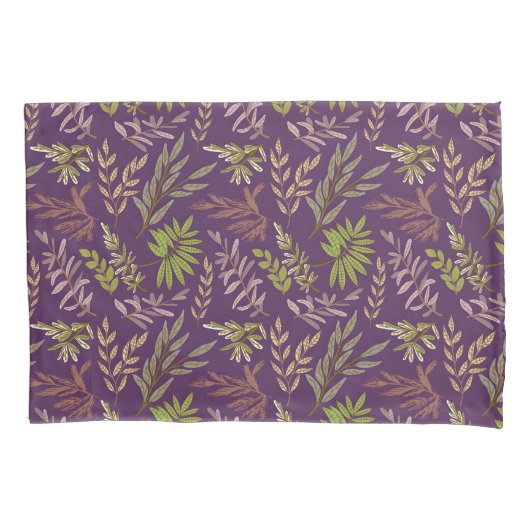 Botanical Leaves: A Stunning Purple Back 枕カバー (正面左)