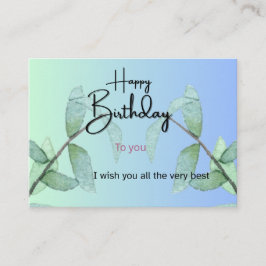 Botanical Leaves Birthday Card | Elegant Gradient エンクロージャーカード