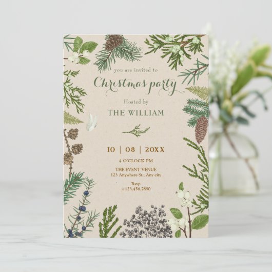 Botanical leaves christmas  招待状 (スタンド正面)