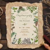 Botanical leaves christmas  招待状