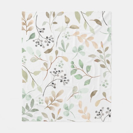 Botanical Leaves Fleece Blanket フリースブランケット (正面)