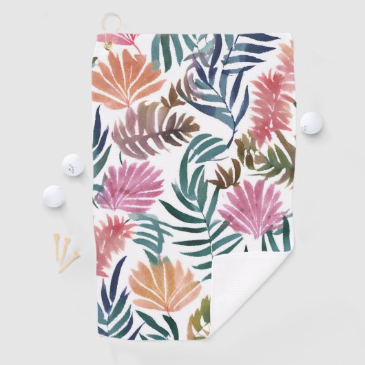 Botanical Leaves Watercolor | Floral Colorful Leaf ゴルフタオル (インサイチュ)