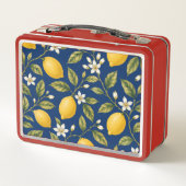 Botanical Lemon Blossom Navy Blue Lunch Box メタルランチボックス (裏面)