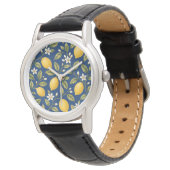 Botanical Lemon Blossom Navy Blue Watch 腕時計 (アングル)