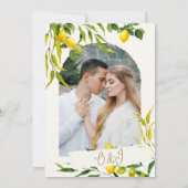 Botanical Lemon Citrus Wreath Greenery Wedding 招待状 (裏面)