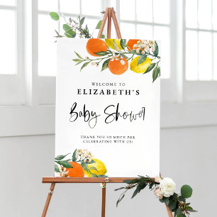 Botanical Lemons and Oranges Summer Baby Shower ポスター