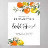 Botanical Lemons and Oranges Summer Bridal Shower ポスター (正面)