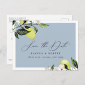 Botanical Lemons Wedding Save the Date Announcemen 案内ポストカード (正面/裏面)