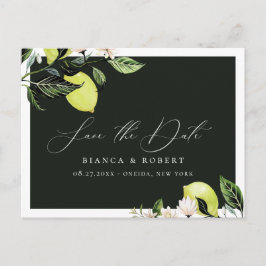 Botanical Lemons Wedding Save the Date Announcemen 案内ポストカード