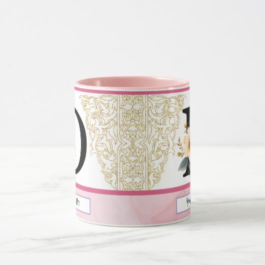 Botanical Letter D Mug – Soft Floral Initial with  マグカップ (中央)