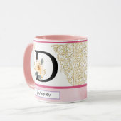 Botanical Letter D Mug – Soft Floral Initial with  マグカップ (正面左)