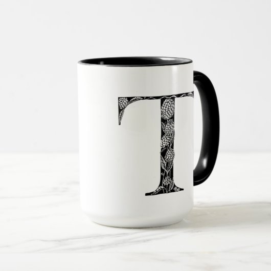 Botanical Letter T Mug, Art by Elizabeth Sampson マグカップ (正面右)