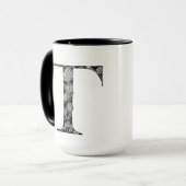 Botanical Letter T Mug, Art by Elizabeth Sampson マグカップ (正面左)