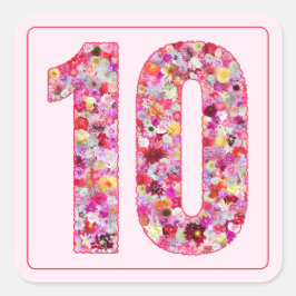 Botanical Light Pink Month Number 10 スクエアシール