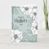 Botanical Line Art "Happy Mother’s Day" on Aqua カード (正面)