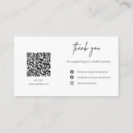Botanical Logo QR Code Thank You Card Business 名刺 (裏面)
